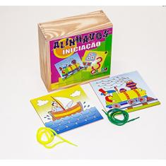 Carlu Brinquedos - Alinhavos Iniciação Jogo para Estimular Habilidades Motoras, 4+ Anos, 10 Bases Perfuradas, Multicolorido, 1058