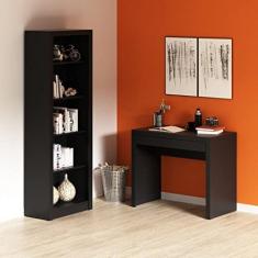 Conjunto Home Office 2 Peças com 1 Escrivaninha para Escritório e 1 Estante Tecno Mobili Preto