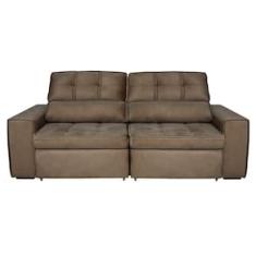 Sofá 4 Lugares Luizzi Bugatti II Retrátil / Reclinável, Revestido em Veludo Plush e 230cm de Largura