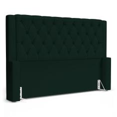 Cabeceira Cama Box Casal Padrão Atena 160cm Capitonê com Frame Veludo Verde Escuro - Desk Design
