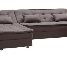 Sofá Cama Reclinável Com Chaise Penelope - New Chumbo Light