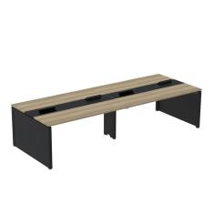 Mesa de Plataforma Dupla para 4 Pessoas Corporativa 120x140/4p Noce Naturalle/Preto