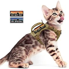 nanappice Peitoral tático para gatos à prova de fuga, peitoral ajustável para animais de estimação, enchimento de malha macia, gato grande, cachorro pequeno com fivela de liberação rápida e alça de