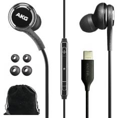 Samsung AKG Fones de ouvido intra-auriculares originais USB tipo C com controle remoto e microfone para música, chamadas telefônicas, trabalho - Isolamento de ruído profundo graves, inclui bolsa de