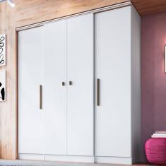 Guarda-Roupa Casal Miami 4 Portas 2 Gavetas Branco - Doripel Móveis