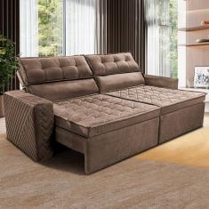 Sofá 4 Lugares Cama inBox Belém Retrátil e Reclinável Revestido em Suede Velusoft - 230cm de largura