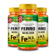 Kit 3 Ferro Quelato FE Unilife 60 Cápsulas