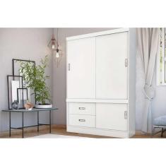 Guarda Roupa Solteiro 2 Portas e 3 Gavetas Estilo II Flex Branco/Branco ou Rosa - Demóbile