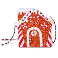 NVENF Bolsa transversal de Natal feminina com contas de árvore de Natal com renas e botas de ombro acessórios de Natal presentes, Vermelho