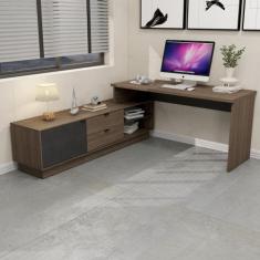 Mesa para escritório em L Executiva 170x180cm com Balcão Cayman Yescas