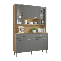 Armário De Cozinha Compacta 8 Portas E 2 Gavetas 121cm Gold Freijó-grafite - Pallazio