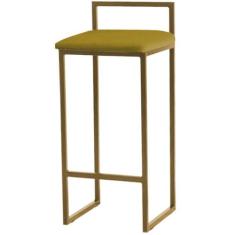 Banqueta Pietra Base Dourada - 82cm X 37cm - Trendy