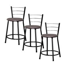 Jogo 3 Banqueta Baixa Ratan Preta Cristal - Lamar Design, Cinza claro