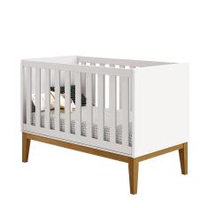 Berço Americano New Classic Branco com Pés Madeira e Colchão – Reller
