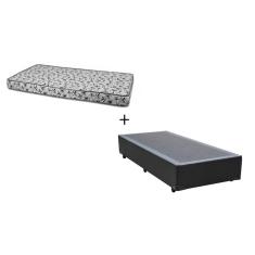 Cama Box Solteiro 88 Tecido Sintético Preto com Colchão Nápoles Espuma D33 54x88x188