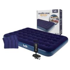 Colchão Casal Inflável + Bomba de Ar + 2 Travesseiros VG Plus