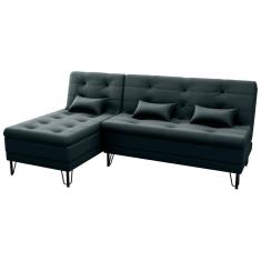 Sofá Cama e Chaise 3 lugares 200cm Nice Preto Matrix