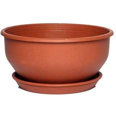 Vaso com Prato Desli Cuia Marrom