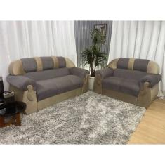 Sofá 2 e 3 Lugares Marrom com Bege 603/607 Corsa