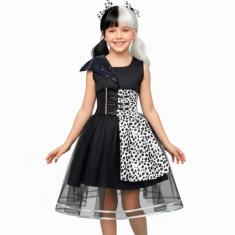 Fantasia Vestido de Luxo Cruella De Vil Infantil P/Halloween - Fantasi