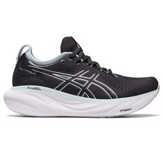ASICS T nis de corrida feminino Gel-Nimbus 25, Preto/Azul Reborn, 13