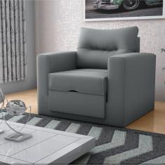 Sofá Cama 1 Lugar Italo Suede Cinza