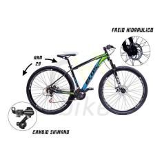 Bicicleta Aro 29 Alumínio Mtb Ecos 21 Marchas Câmbios Shimano Freio A Disco Hidráulicos Com Suspensã-Unissex