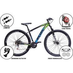 Bicicleta Aro 29 Mtb Ecos Touareg 27 Marchas Cambio Shimano Altus Freios a Disco Hidraulico Suspensã-Unissex