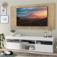Rack c/ Painel e Suporte TV 65&quot; 2 portas Londres Multimóveis Branco/Rustic