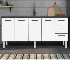 Balcão para Pia de Cozinha 200cm 4 Portas 3 Gavetas Vênus Cozimax Branco