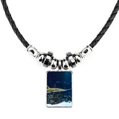 DIYthinker Colar Ocean Ray Skate Science Nature Picture Jewelry Torque Leather Rope Pendant
