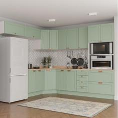 Cozinha Modulada 8 Peças com Tampo 4 Aéreos 3 Balcões e Torre Quente Arizona CabeCasa MadeiraMadeira Branco/Menta