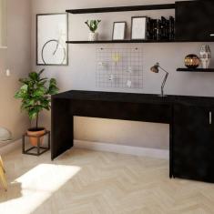 Mesa para Escritório 140cmx47cm 25mm Bramov Móveis Preto