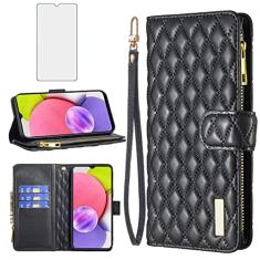 Asuwish Capa de telefone para Samsung Galaxy A13 5G capa carteira com protetor de tela de vidro temperado e suporte de cartão flip de couro acessórios para celular A04S M13 G5 A 13 2022 13A A135G SM