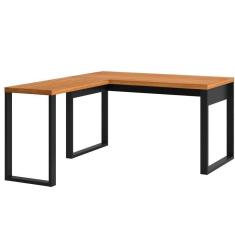 Mesa Escritório Em L Estilo Industrial F22 Freijó/Preto Fosco