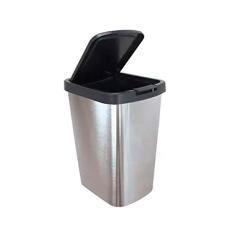 Lixeira 9Litros Com Click Plástica Label Inox 25462 Arqplast