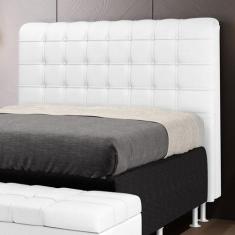 Cabeceira Estofada Rana 140 para Cama de Casal Couro Branco Aradecor, 