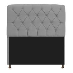 Cabeceira Lady Estofada Capitonê 140 cm para Cama Box de Casal Corano Cinza Quarto - AM Decor
