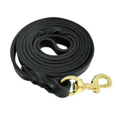 Coleira de couro para cães de 1,8 m x 1/5.1 cm, trelas trançadas resistentes com fecho giratório, coleira de treinamento de cães de couro genuíno para cães pequenos, médios e grandes