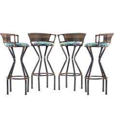 Jogo 4 Banquetas Estofada Charme em Fibra Sintética e Ferro  - Coage M