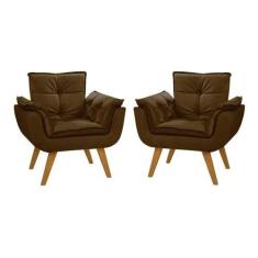 Duas Poltronas Chesterfield Luxo Opala -  SUEDE MARROM / SALA, RECEPÇÃ