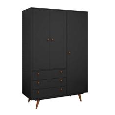 Guarda-roupa Solteiro Retr  3 Pt 3 Gv Preto
