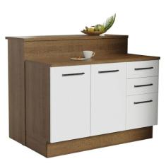 Ilha de Cozinha com Bancada e Balcão 120 cm Agata Madesa