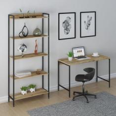 Kit Industrial 2 Peças Escrivaninha com Estante Active Yescasa