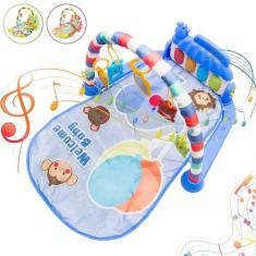 Tapete de Atividades Sensorial para Bebê 5 Mobiles e Piano Musical com