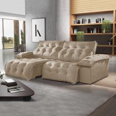 Sofá Retrátil E Reclinável 250Cm M132 Veludo/Café Com Leite