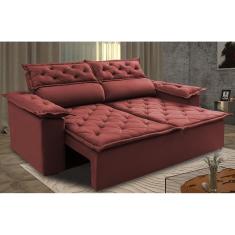 Sofá 3 Lugares Retrátil E Reclinável Cama Inbox Compact 1,80m Velusoft Vermelho