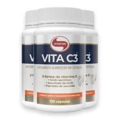 Kit 3 Vita C3 Vitamina C Vitafor 120 Cápsulas