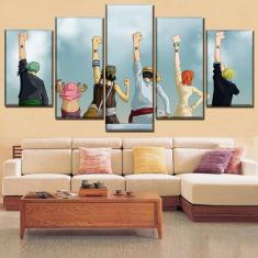 Quadros Decorativos 5 Peças Anime One Piece Personagens