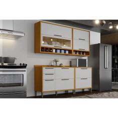 Cozinha Modulada Completa Syrah 4 Peças (2Aéreos+2Balcões) C4P04 Amendoa/Off White - Ronipa